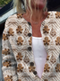 Women's Christmas Print Crew Neck Button Cardigan