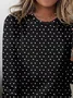 Women's Long Sleeve T-shirt Spring/Fall Black Polka Dots Printing Jersey Crew Neck Daily Going Out Casual Top