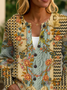 Women's Floral Print Crew Neck Button Cardigan