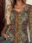 Women's Long Sleeve T-shirt Spring/Fall As Picture Abstract Printing Jersey V Neck Daily Going Out Casual Top