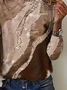 Women's Long Sleeve T-shirt Spring/Fall Brown Abstract Printing Jersey Crew Neck Daily Going Out Casual Top