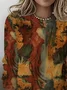 Women's Long Sleeve T-shirt Spring/Fall As Picture Abstract Printing Jersey Crew Neck Daily Going Out Casual Top