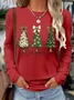 Women's Long Sleeve T-shirt Spring/Fall Red Christmas Printing Jersey Crew Neck Daily Going Out Casual Top