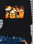 Women's Long Sleeve T-shirt Spring/Fall Black Halloween (pumpkin) Printing Jersey Crew Neck Daily Going Out Casual Top
