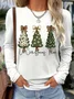 Women's Long Sleeve T-shirt Spring/Fall Red Christmas Printing Jersey Crew Neck Daily Going Out Casual Top