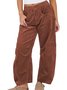 Women's  Elastic Waist H-Line Corduroy Pants Daily Going Out Pants Beige Casual Split Joint Plain Spring/Fall Pants