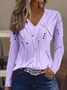 Women's Long Sleeve T-shirt Spring/Fall Blue Polka Dots Printing Jersey V Neck Daily Going Out Casual Top