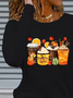 Women's Long Sleeve T-shirt Spring/Fall Black Halloween (pumpkin) Printing Jersey Crew Neck Daily Going Out Casual Top
