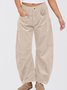 Women's  Elastic Waist H-Line Corduroy Pants Daily Going Out Pants Beige Casual Split Joint Plain Spring/Fall Pants