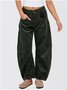 Women's  Elastic Waist H-Line Corduroy Pants Daily Going Out Pants Beige Casual Split Joint Plain Spring/Fall Pants