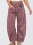 Women's  Elastic Waist H-Line Corduroy Pants Daily Going Out Pants Beige Casual Split Joint Plain Spring/Fall Pants
