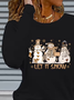 Women's Long Sleeve T-shirt Spring/Fall Black Christmas Snowman Printing Jersey Crew Neck Daily Going Out Casual Top