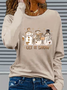 Women's Long Sleeve T-shirt Spring/Fall Black Christmas Snowman Printing Jersey Crew Neck Daily Going Out Casual Top