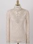 Women's Long Sleeve T-shirt Spring/Fall Apricot Floral Split Joint Cotton Stand Collar Daily Going Out Vintage Top
