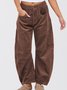 Women's  Elastic Waist H-Line Corduroy Pants Daily Going Out Pants Beige Casual Split Joint Plain Spring/Fall Pants