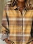 Women's Long Sleeve Shirt Spring/Fall As Picture Plaid Buckle Shirt Collar Regular Sleeve Daily Going Out Casual Top