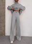 Women's Drawstring Plain Daily Going Out Two-Piece Set Khaki Casual Spring/Fall Top With Pants Matching Set