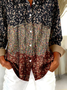 Women's Long Sleeve Shirt Spring/Fall As Picture Floral Buckle Shirt Collar Regular Sleeve Daily Going Out Casual Top