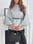 Urban Loose Split Joint Dolman Sleeve Plain Cloak With Belt
