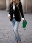 Pleuche Dressy Split Joint Lapel Collar Plain Blazer