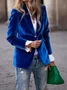 Pleuche Dressy Split Joint Lapel Collar Plain Blazer