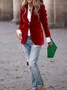 Pleuche Dressy Split Joint Lapel Collar Plain Blazer