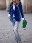 Pleuche Dressy Split Joint Lapel Collar Plain Blazer
