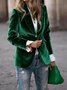 Pleuche Dressy Split Joint Lapel Collar Plain Blazer