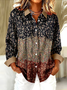 Women's Long Sleeve Shirt Spring/Fall As Picture Floral Buckle Shirt Collar Regular Sleeve Daily Going Out Casual Top
