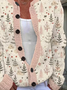 Printing Vintage Regular Fit Christmas Tree Cardigan