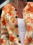 Printing Casual Crew Neck Maple Leaf Cardigan