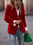 Pleuche Dressy Split Joint Lapel Collar Plain Blazer