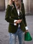 Pleuche Dressy Split Joint Lapel Collar Plain Blazer