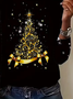 Women's Long Sleeve T-shirt Spring/Fall Black Christmas Printing Jersey Crew Neck Daily Going Out Casual Top