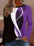 Women's Long Sleeve T-shirt Spring/Fall Purple Abstract Printing Jersey Crew Neck Daily Going Out Casual Top