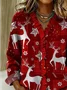Simple Lace Collar Christmas Elk Shirt