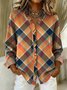 Lace Collar Loose Plaid Vintage Shirt