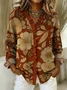 Floral Loose Casual Lace Collar Shirt