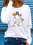 Women's Long Sleeve T-shirt Spring/Fall Black Christmas Printing Jersey Crew Neck Daily Going Out Casual Top