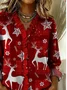 Simple Lace Collar Christmas Elk Shirt