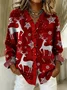 Simple Lace Collar Christmas Elk Shirt