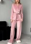 Cotton V Neck Casual Two-Piece Set