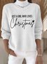 Loose Letter Pattern Turtleneck Vintage Sweater