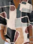 Casual V Neck Loose Abstract Sweater