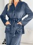 Cotton V Neck Casual Two-Piece Set