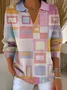 Casual V Neck Loose Abstract Sweater