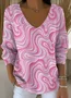 Geometric Casual Regular Fit V Neck Sweater