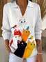 V Neck Loose Animal Picture Vintage Sweater