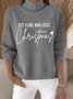 Loose Letter Pattern Turtleneck Vintage Sweater