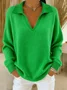 Plain Casual Loose V Neck Sweater